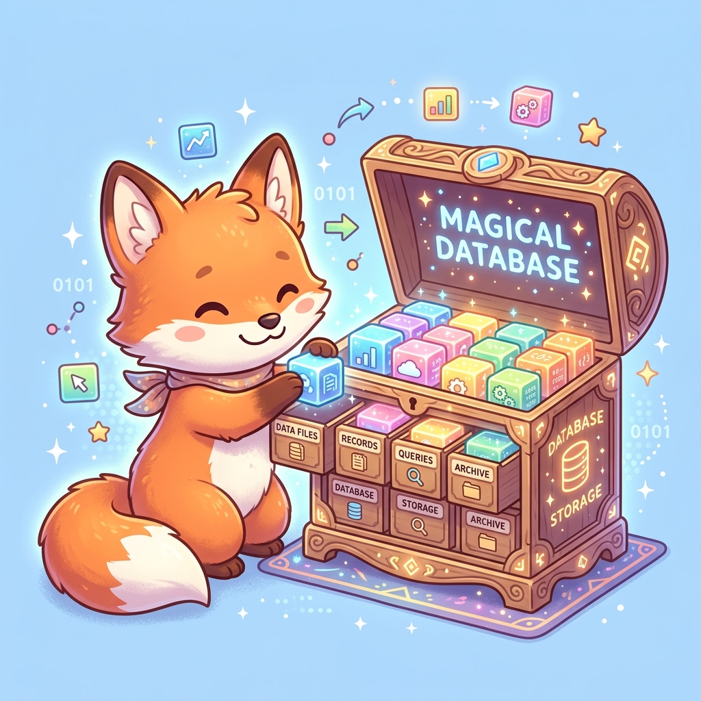 キツネさんがデータを整理するイメージ