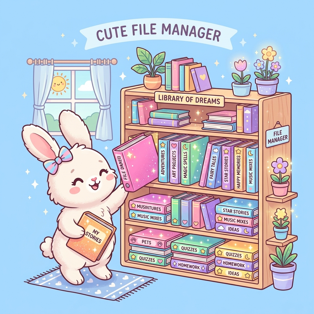 ウサギさんがファイルを整理するイメージ