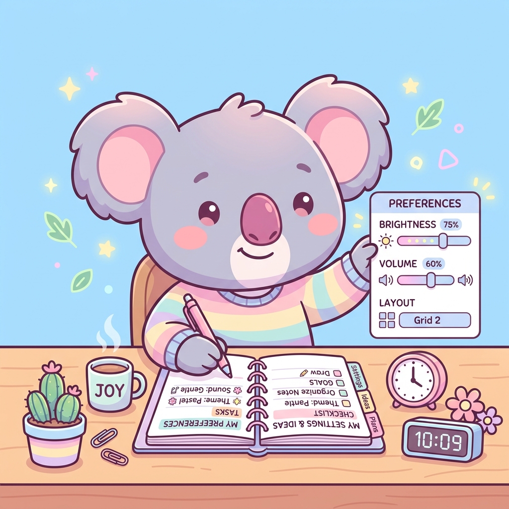 コアラさんがダイヤルを調整しているイメージ