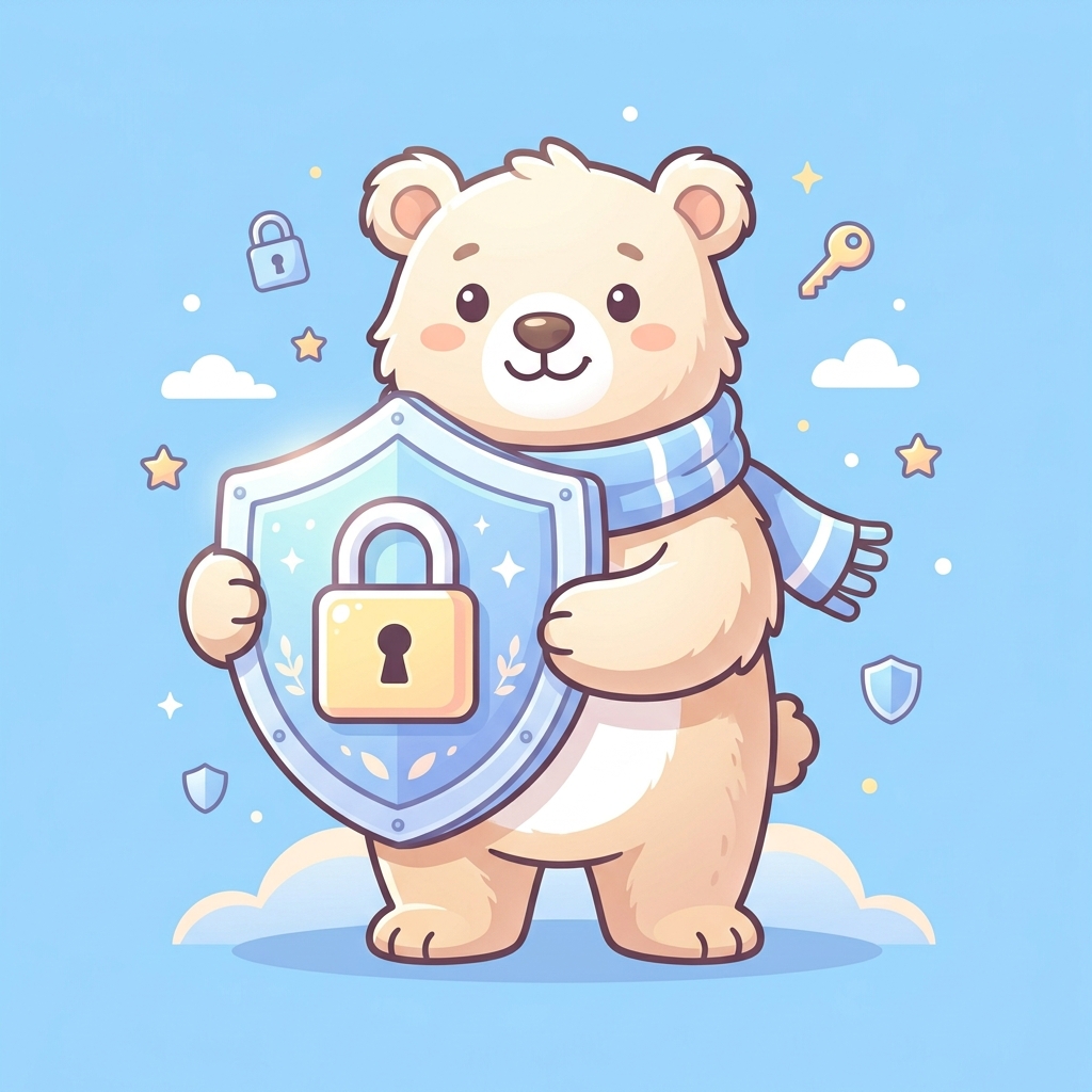 盾を持った可愛い動物が守っているイメージ