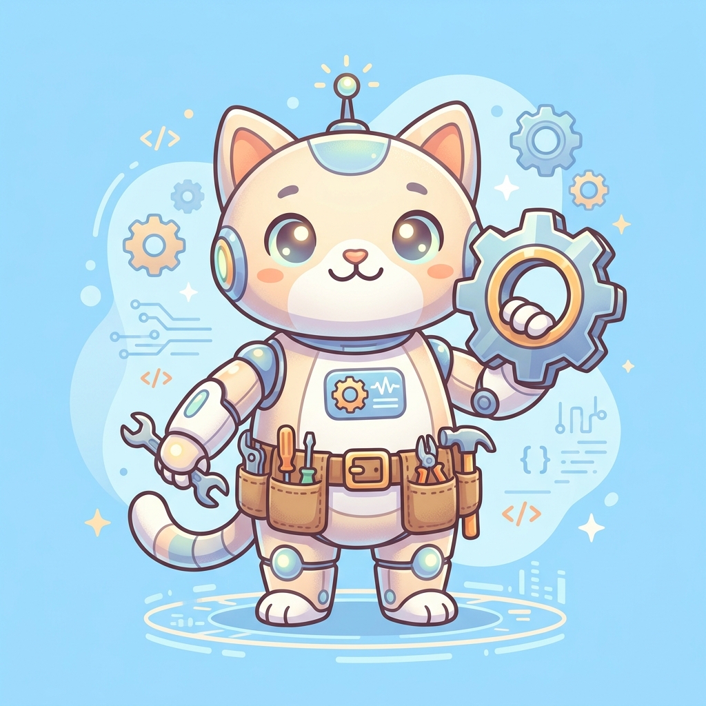 ネコちゃんが工具箱を持っているイメージ